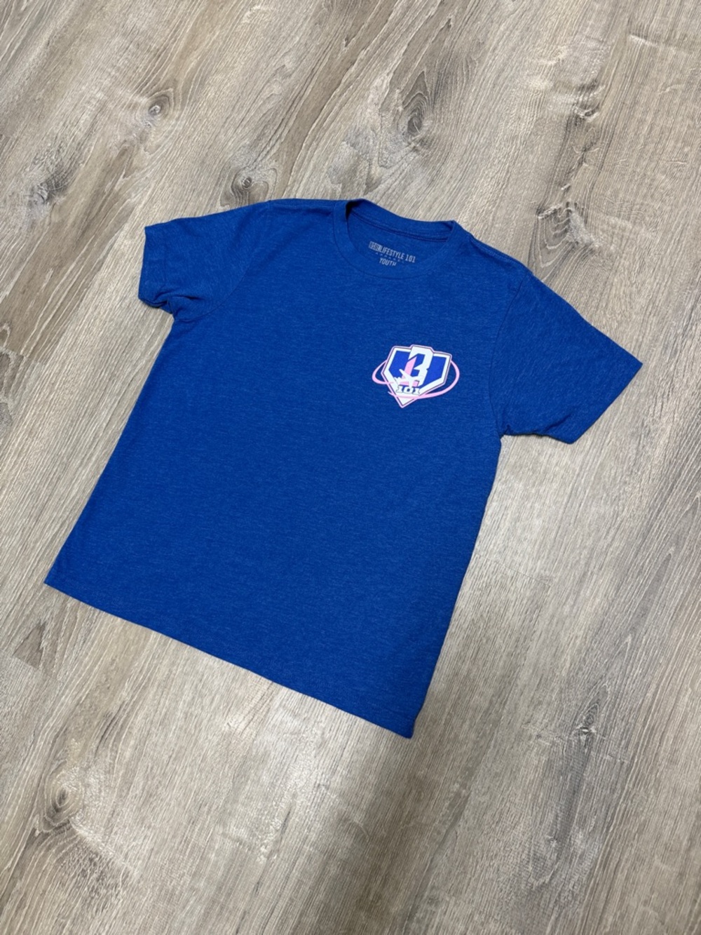 Baseball Lifestyle 101 Dream Chasing Blue Shirt Size YL